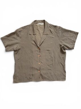 Anne Klein II 100% Silk Houndstooth Blouse